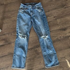 American Eagle Outfitters Light Blue Distressed Jeans Size 0